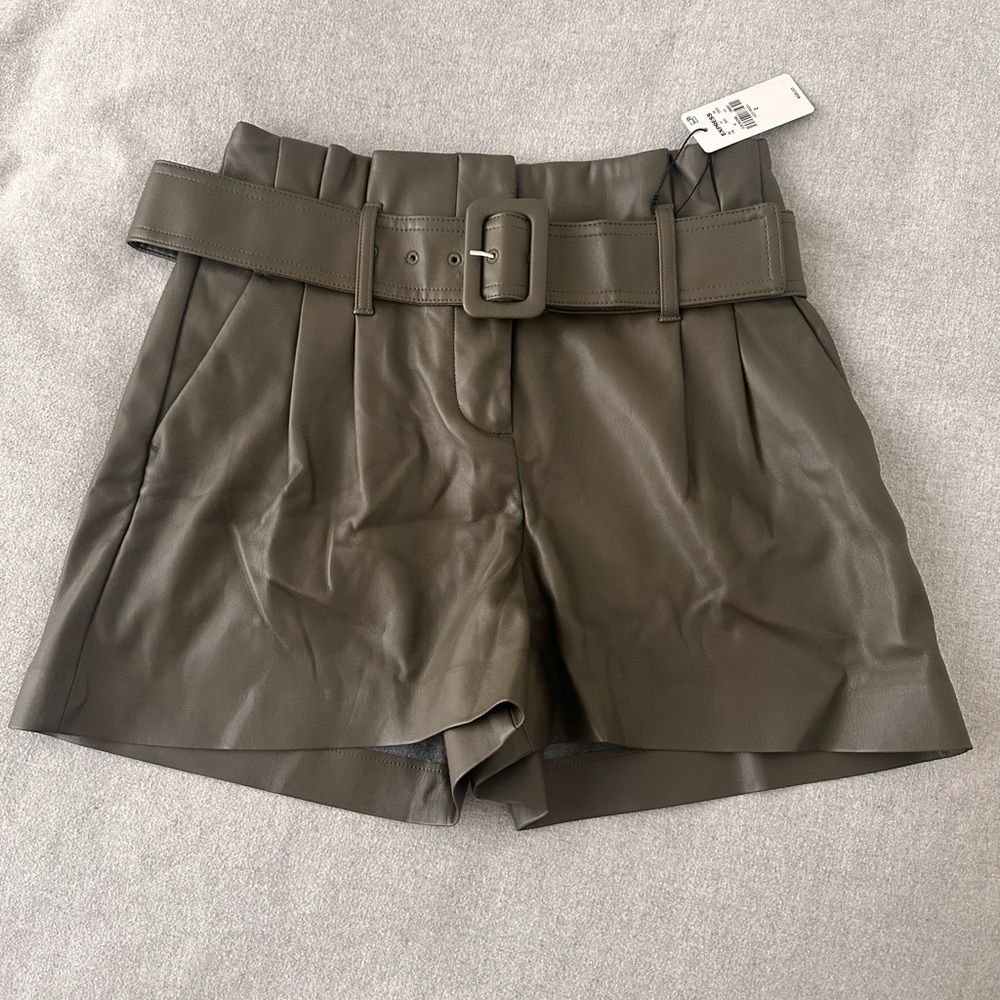 Express green faux leather shorts size 2